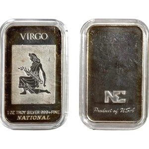 VINTAGE Art Bar - Virgo Zodiac 1 Oz. .999 Silver - One Troy Ounce